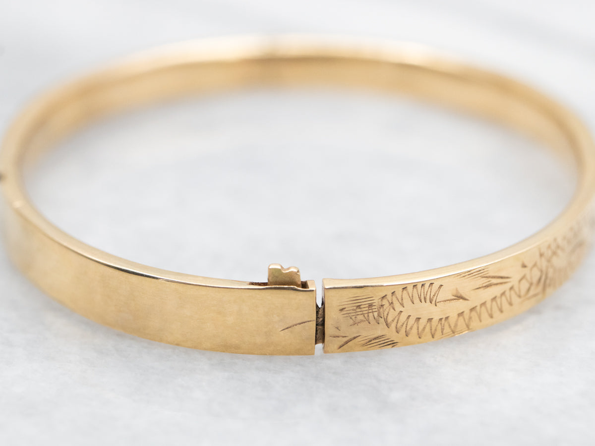 Vintage Gold "Erica" Hinged Etched Child's Bracelet