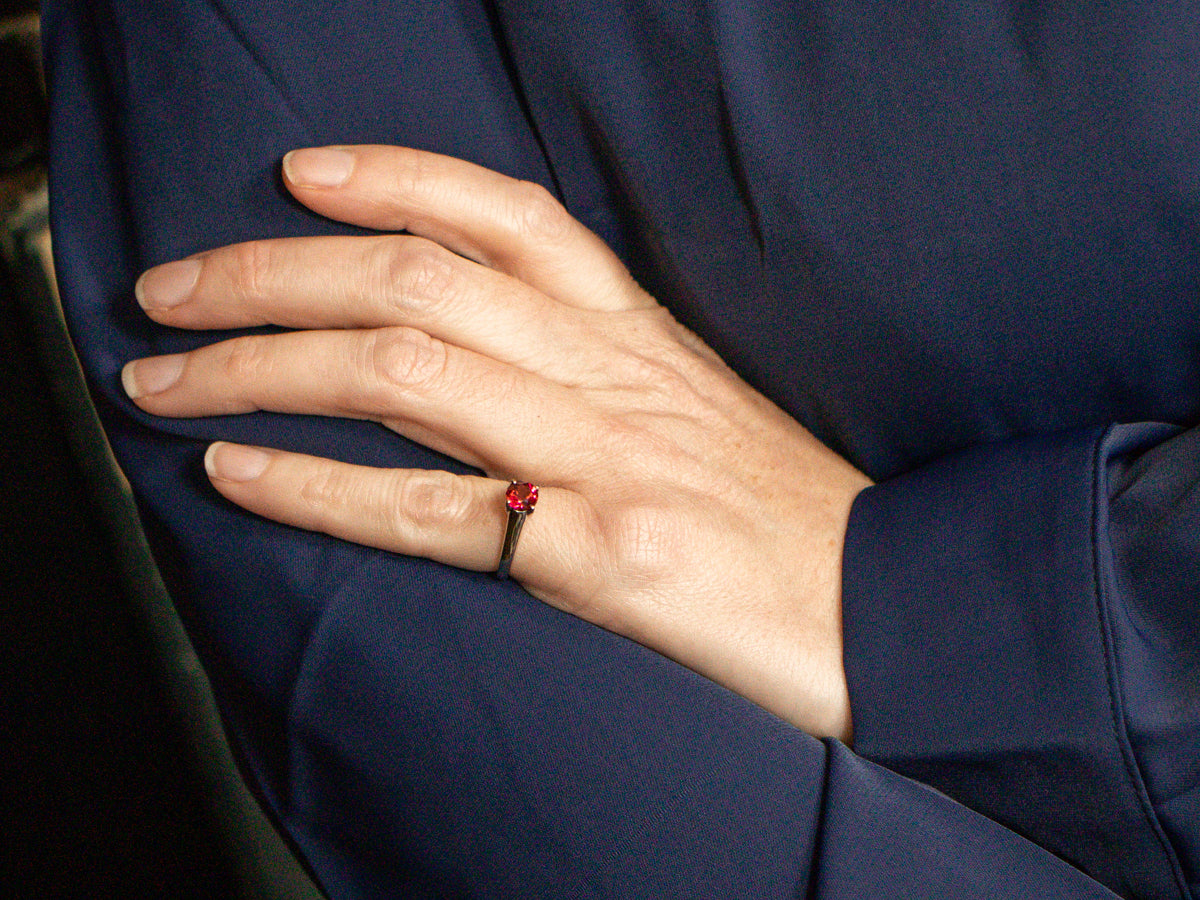 Rare Raspberry Pink Tourmaline Solitaire Ring