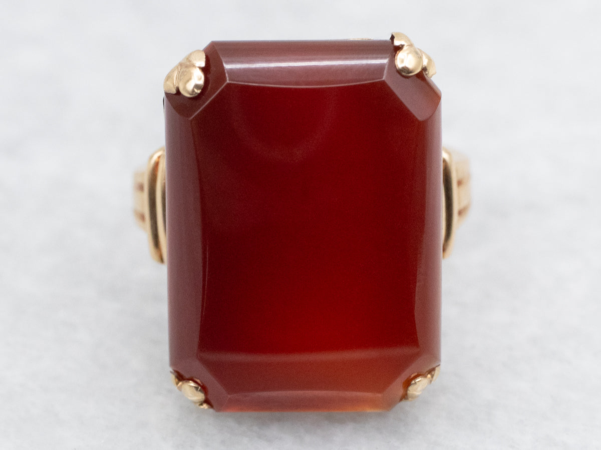 Gold Mid-Century Carnelian Ring