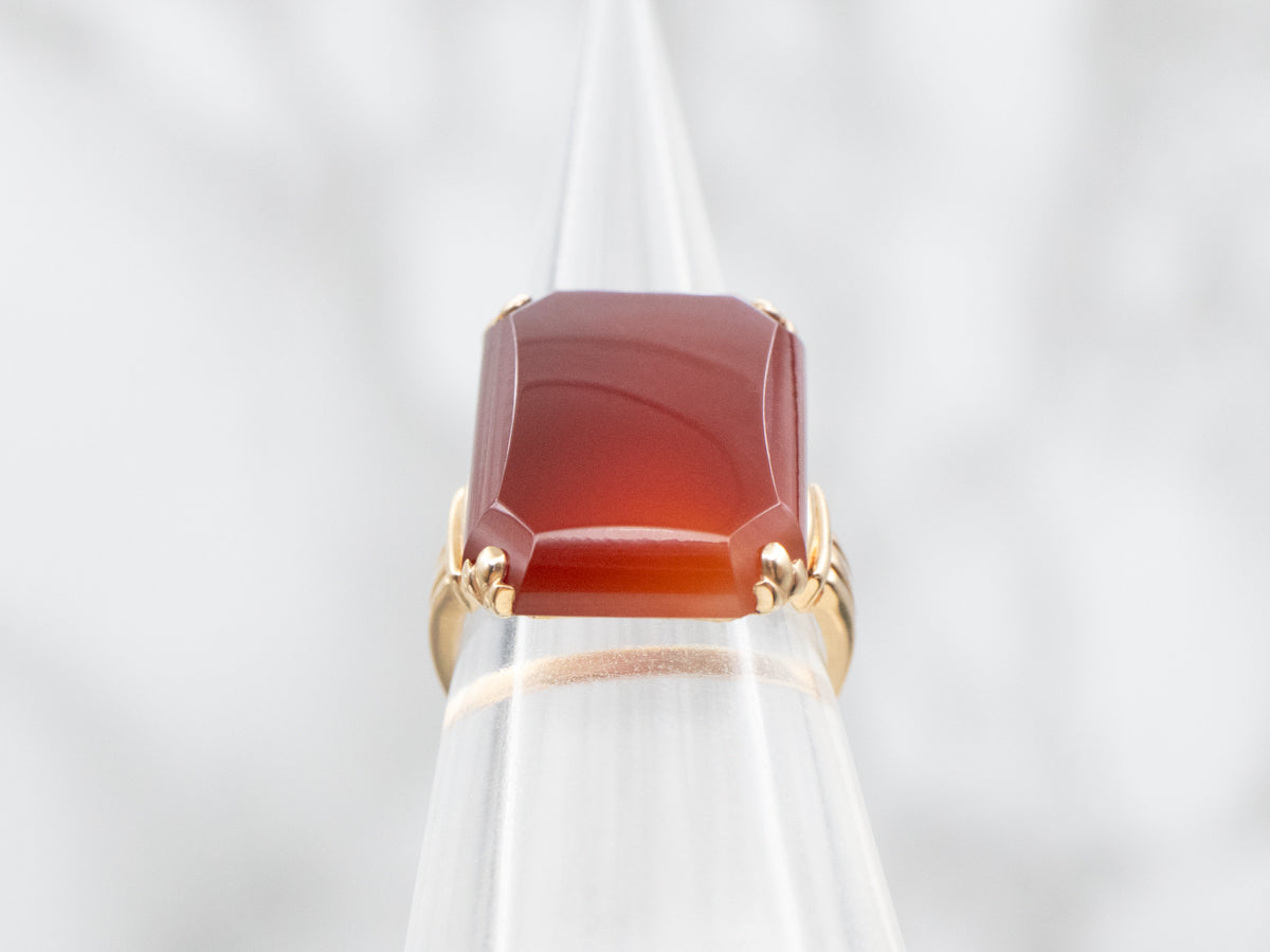 Gold Mid-Century Carnelian Ring