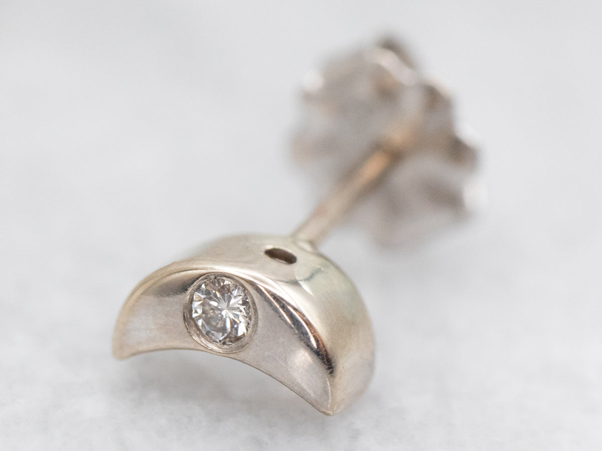 Mismatched Star and Crescent Moon Diamond Stud Earrings