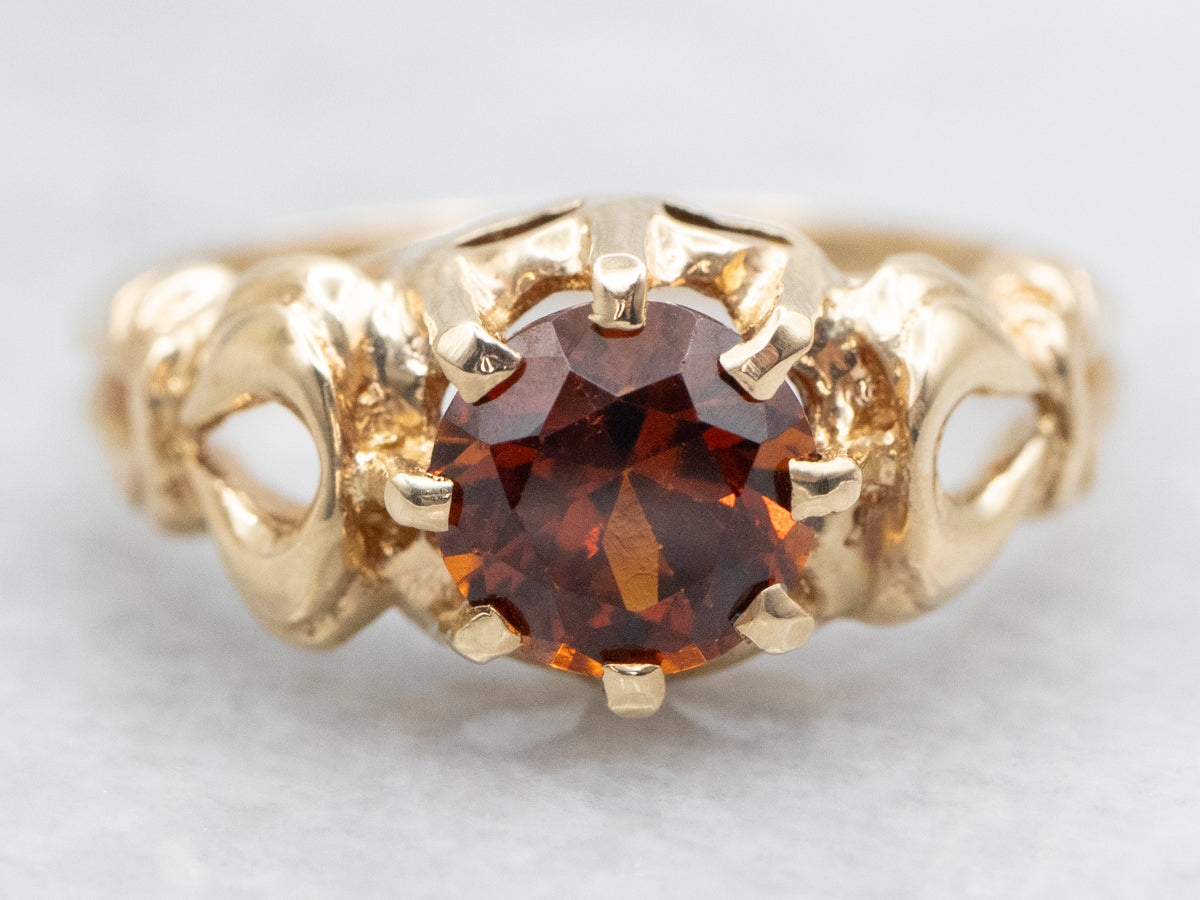 Citrine Solitaire Ring with Openwork Shoulders