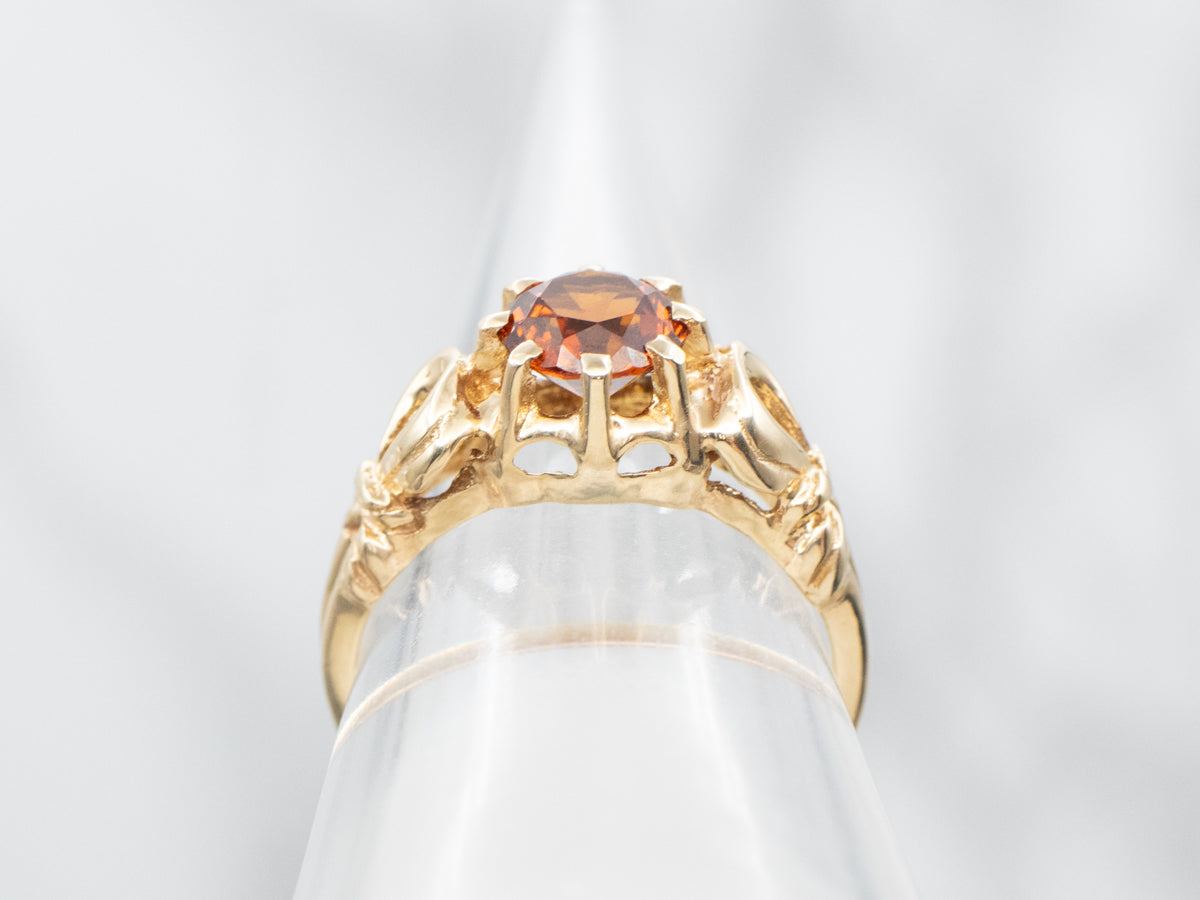 Citrine Solitaire Ring with Openwork Shoulders