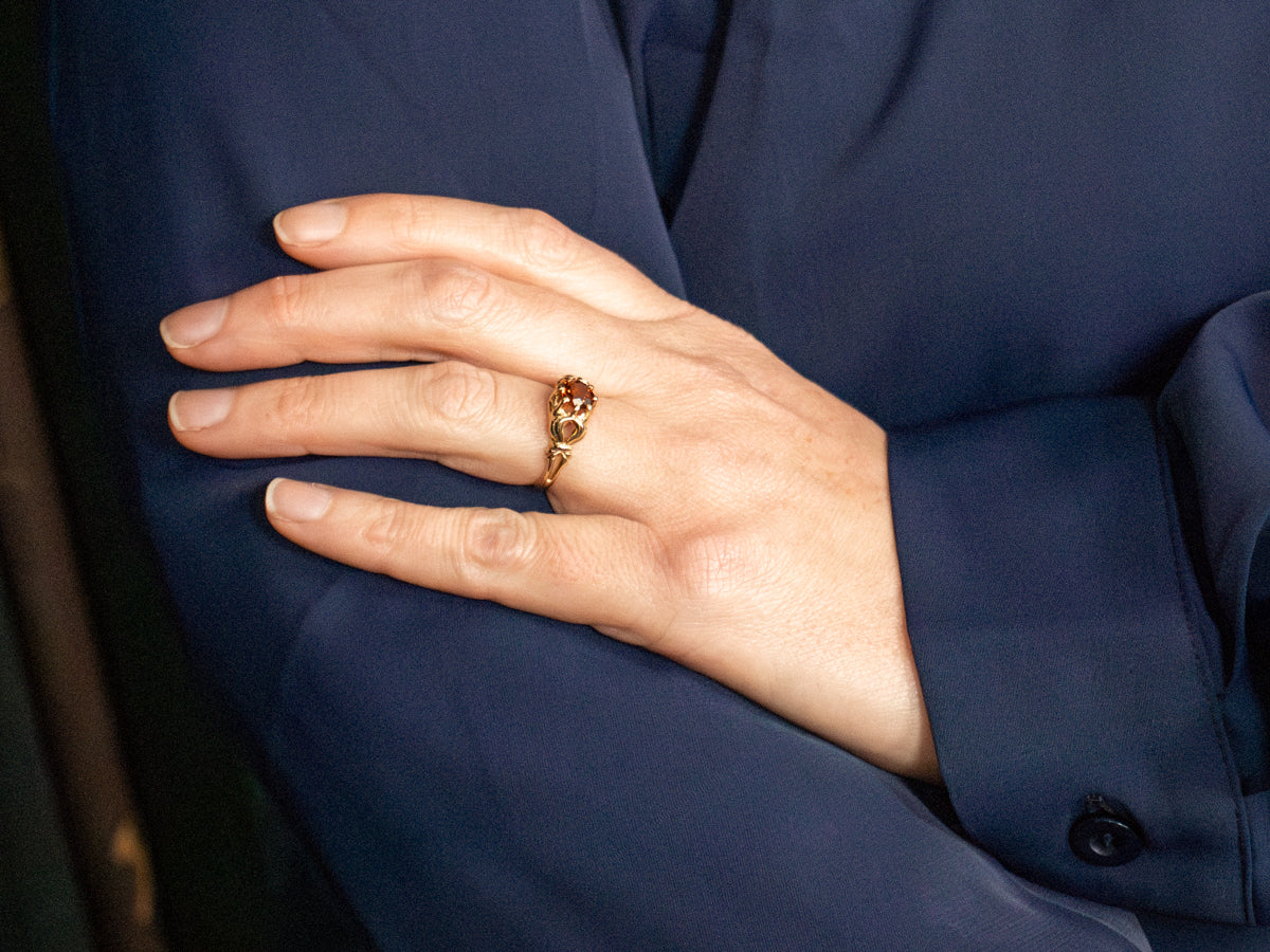 Citrine Solitaire Ring with Openwork Shoulders