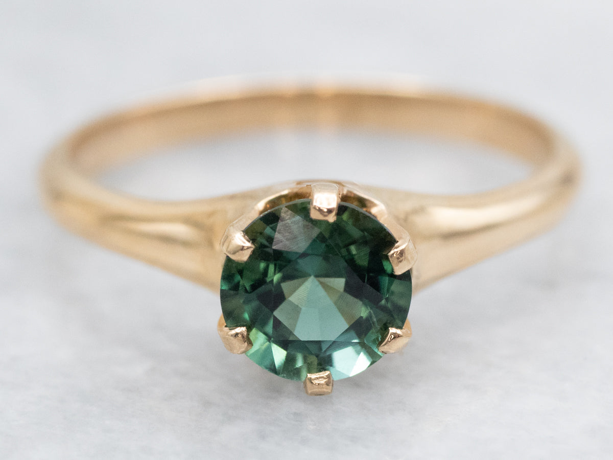 Antique Victorian Green Tourmaline Solitaire Ring