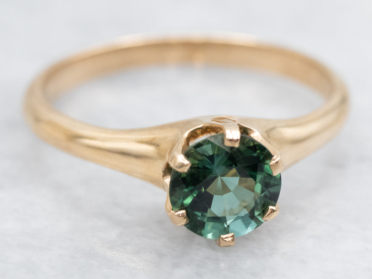 Antique Victorian Green Tourmaline Solitaire Ring