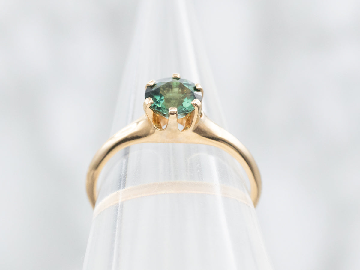 Antique Victorian Green Tourmaline Solitaire Ring