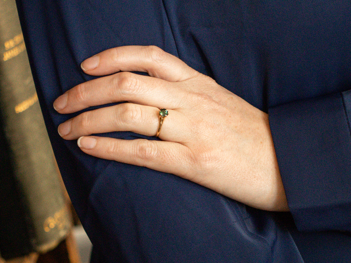 Antique Victorian Green Tourmaline Solitaire Ring