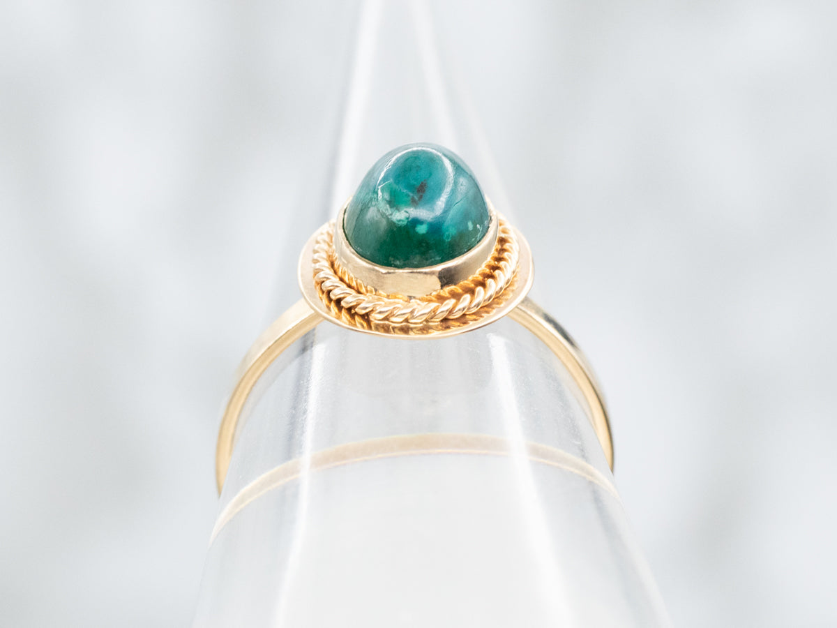 Bezel Set Chrysocolla and Gold Ring