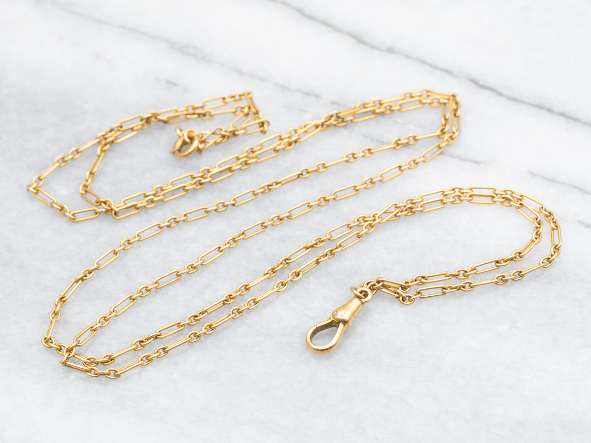 Antique Gold Lariat Chain with Albert Clasp