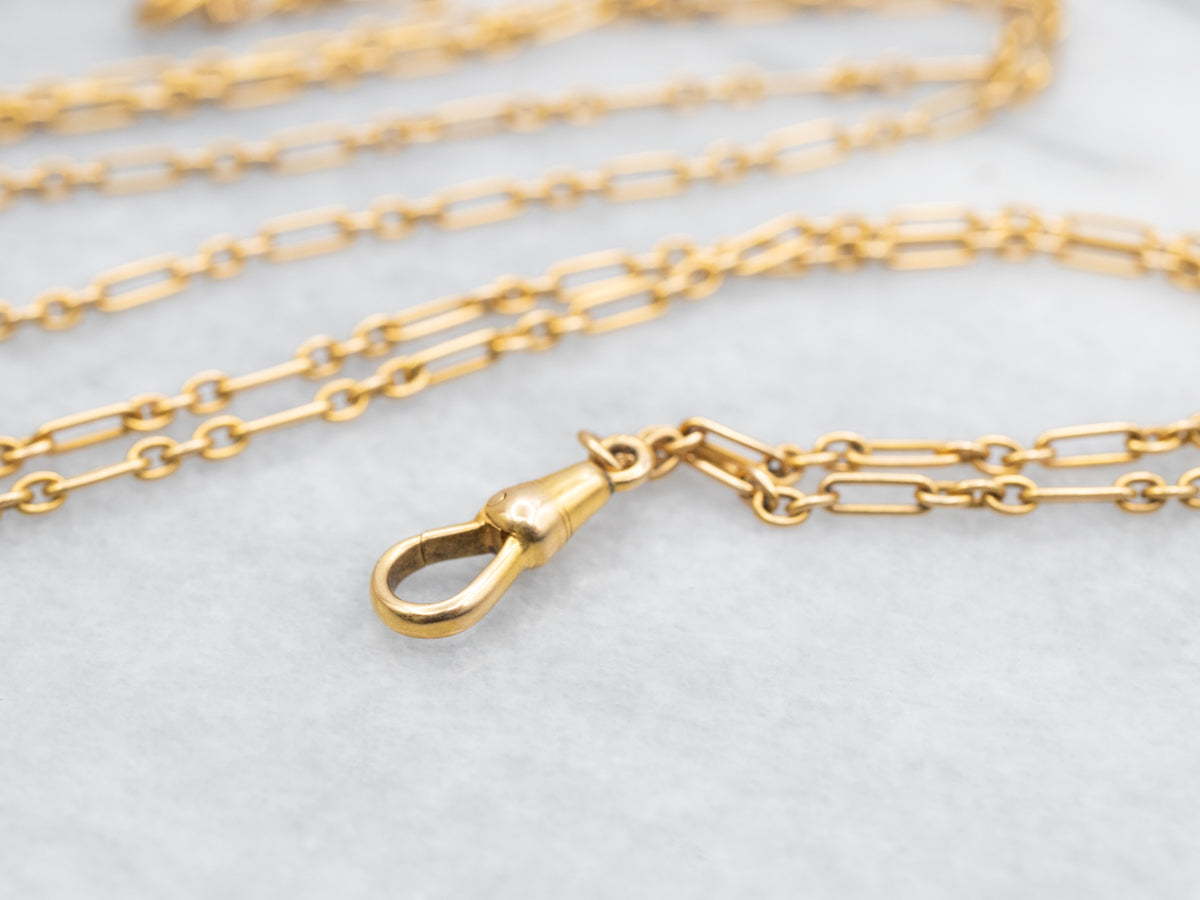 Antique Gold Lariat Chain with Albert Clasp