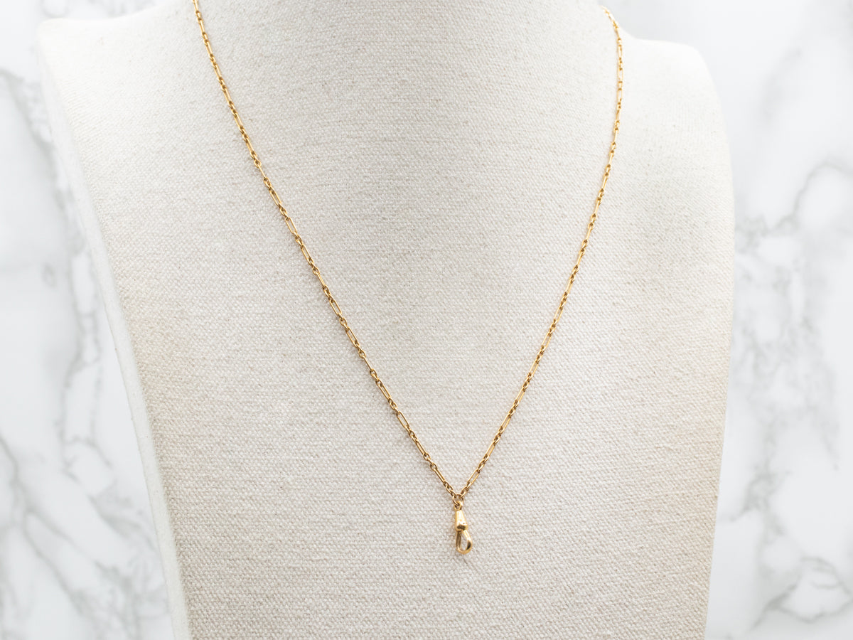 Antique Gold Lariat Chain with Albert Clasp