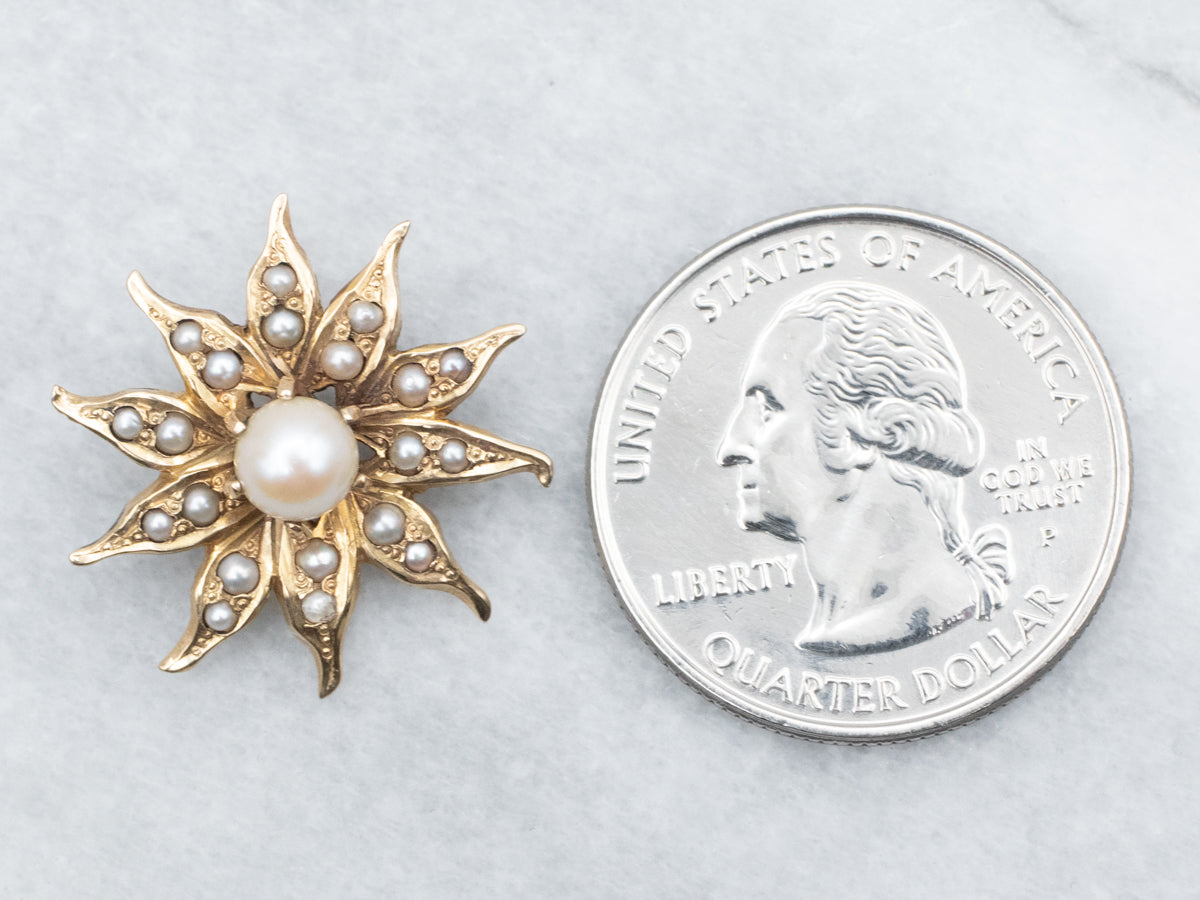Victorian Pearl and Seed Pearl Flower Pendant