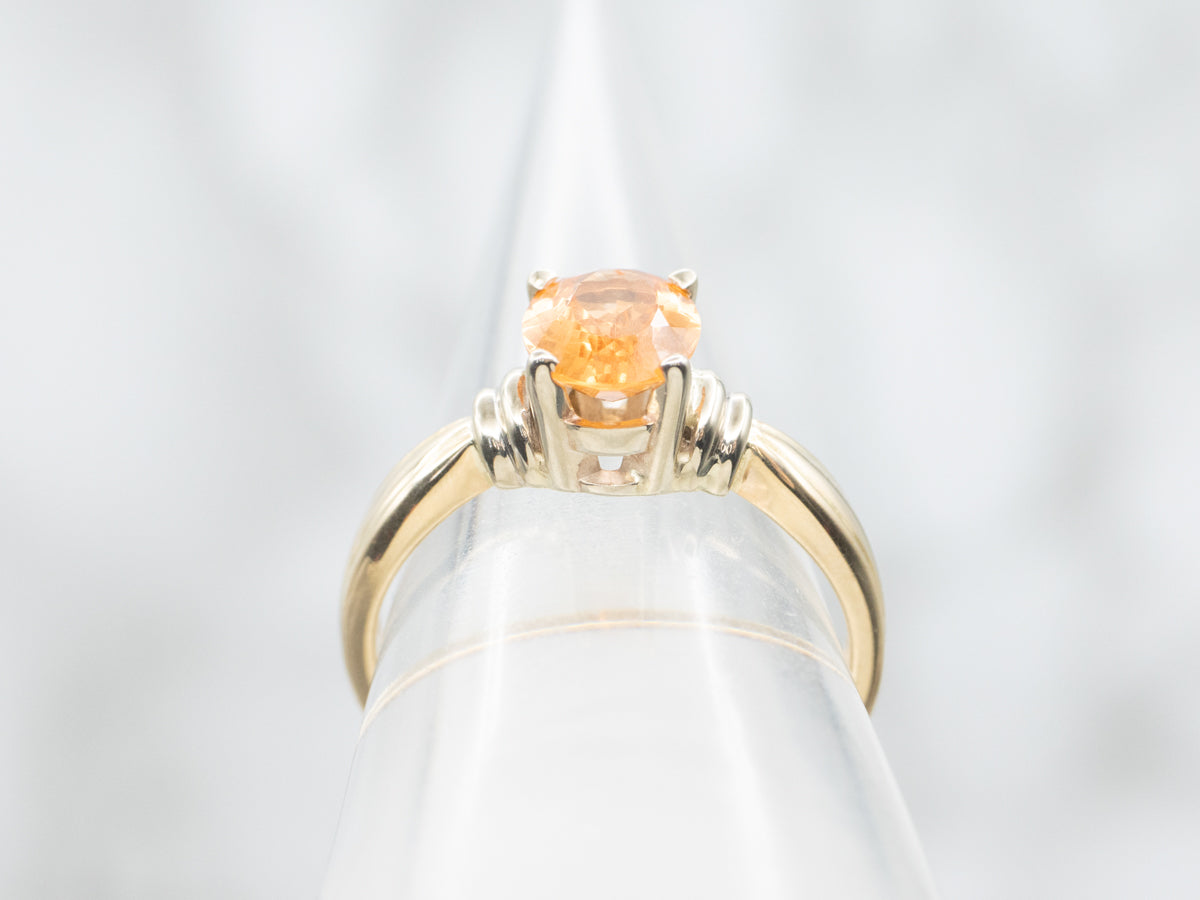 Two Tone Orange Garnet Solitaire Ring