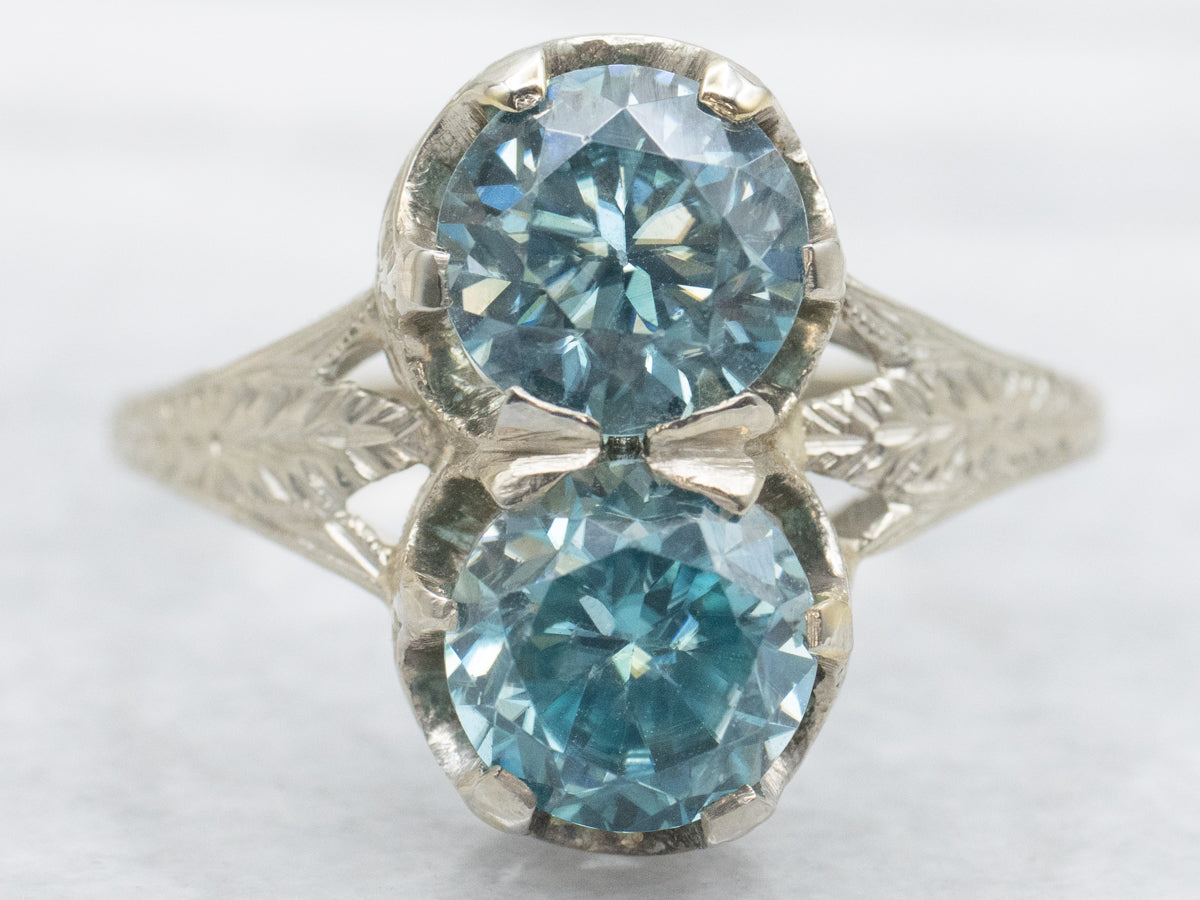 Double Blue Zircon Bypass Ring