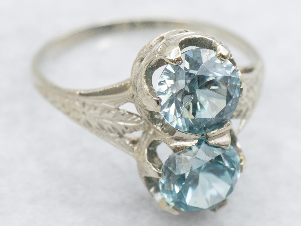 Double Blue Zircon Bypass Ring