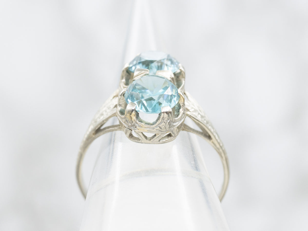 Double Blue Zircon Bypass Ring