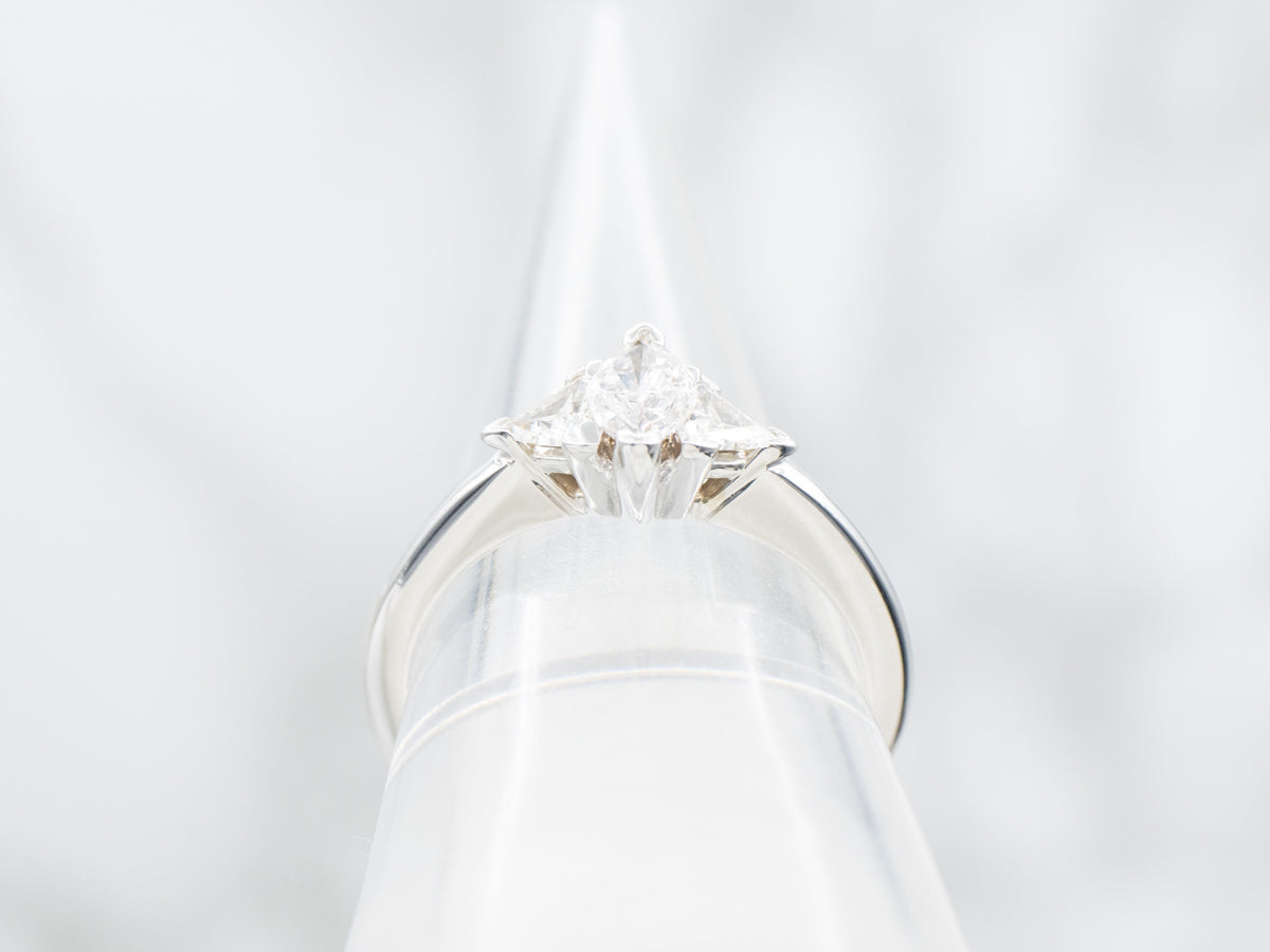 Modern Gold Marquise and Trillion Cut Cut Diamond Engagement Ring