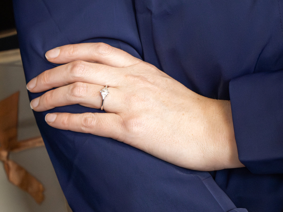 Modern Gold Marquise and Trillion Cut Cut Diamond Engagement Ring