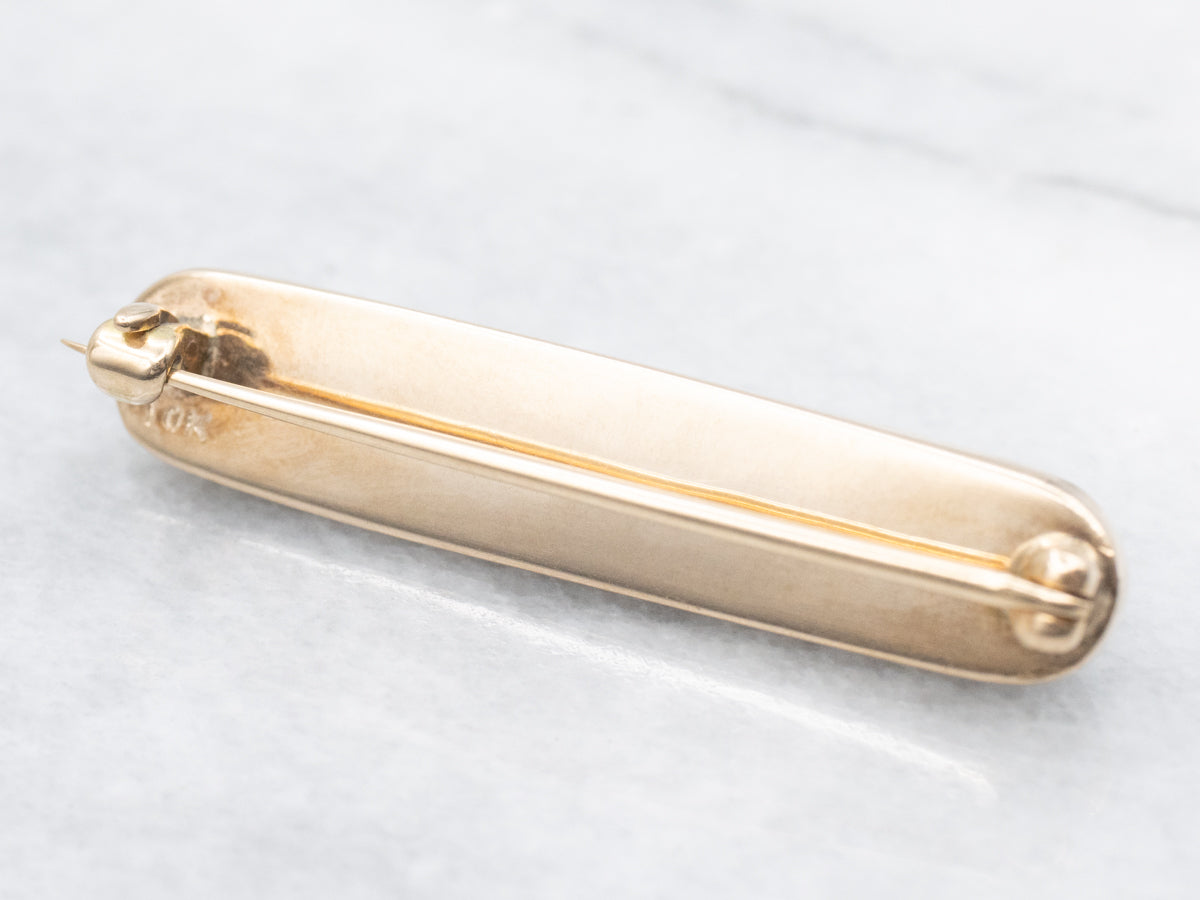 Antique Gold Tiger’s Eye Bar-Pin Brooch