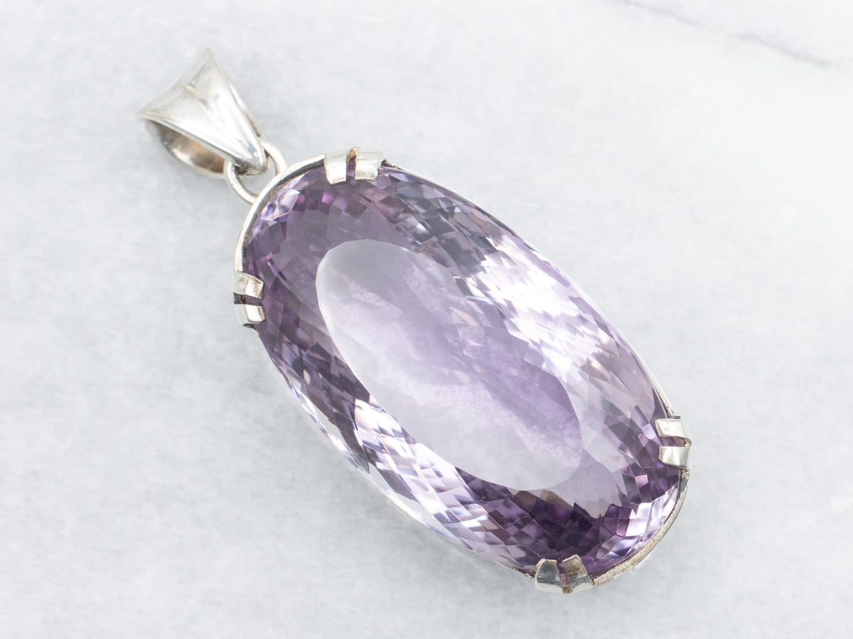 Large Amethyst and Sterling Silver Pendant