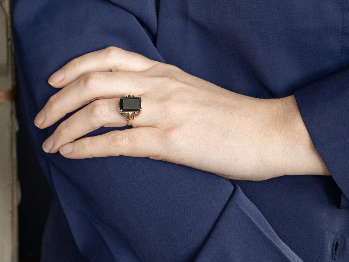 Woven Gold Indicolite Tourmaline Statement Ring