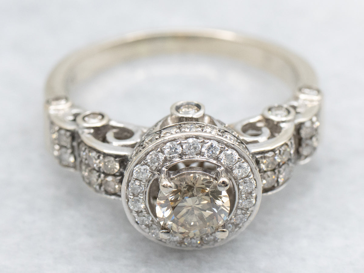 Modern Champagne and Chocolate Diamond Engagement Ring