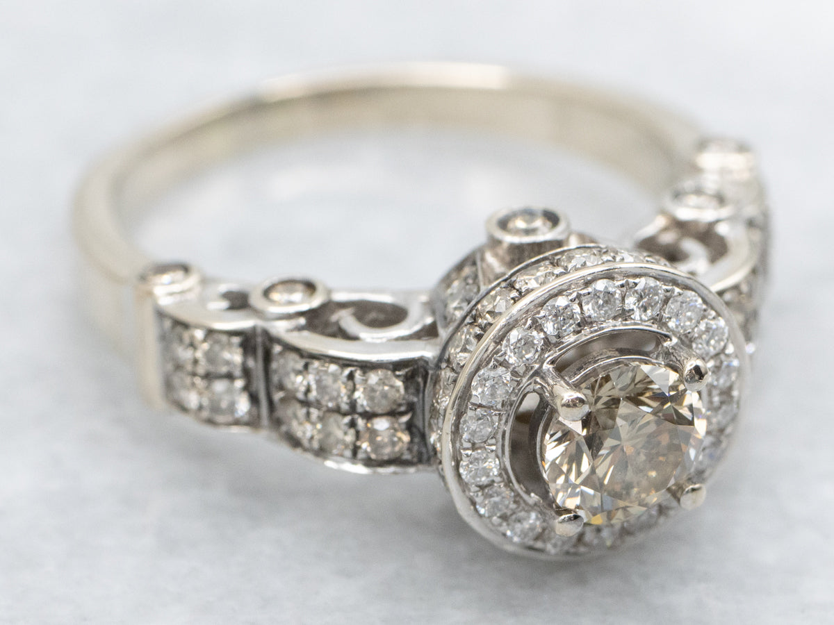 Modern Champagne and Chocolate Diamond Engagement Ring