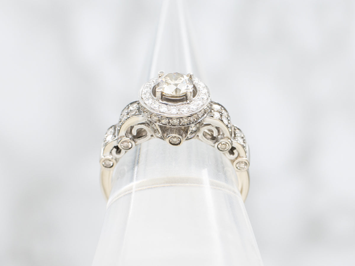 Modern Champagne and Chocolate Diamond Engagement Ring