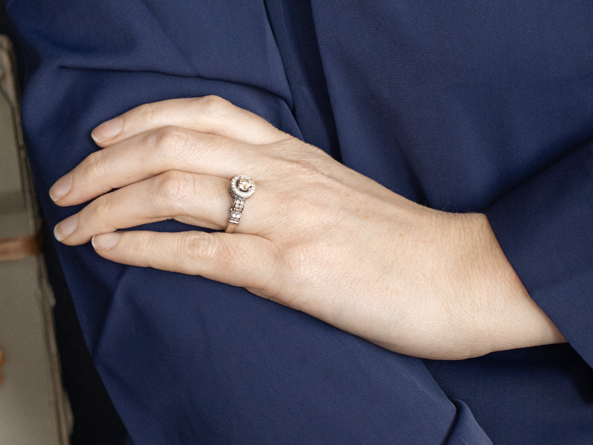 Modern Champagne and Chocolate Diamond Engagement Ring