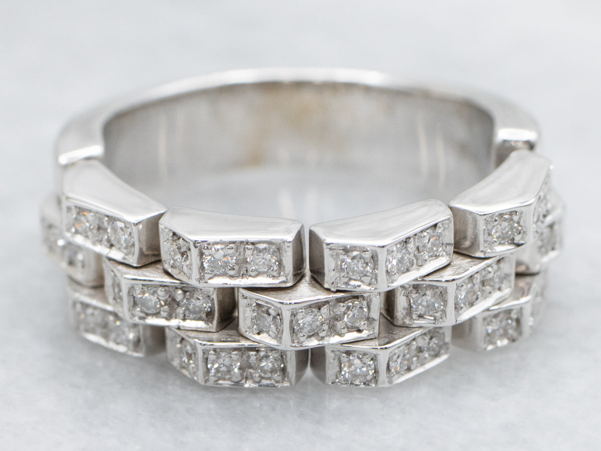 White Gold Diamond Mesh-Link Chimento Band