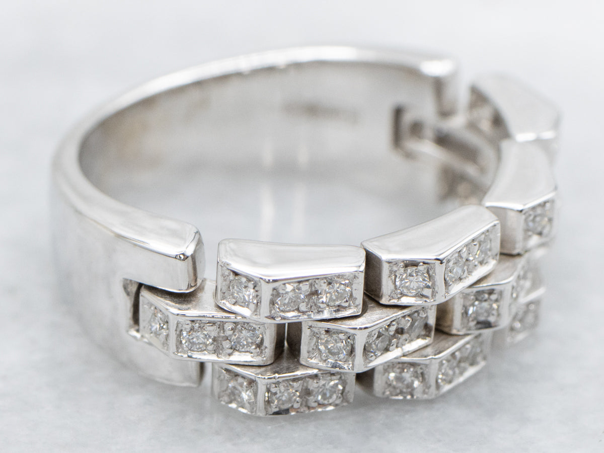White Gold Diamond Mesh-Link Chimento Band