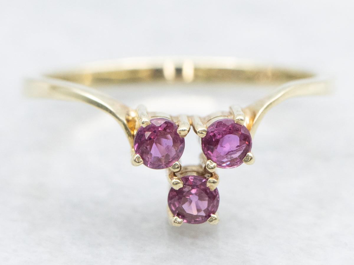 Yellow Gold Ruby Trio Ring