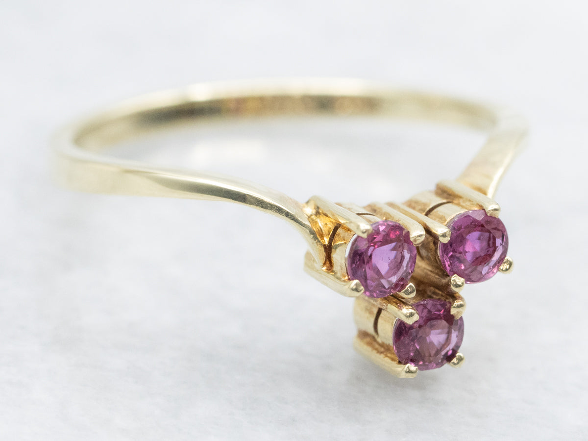 Yellow Gold Ruby Trio Ring