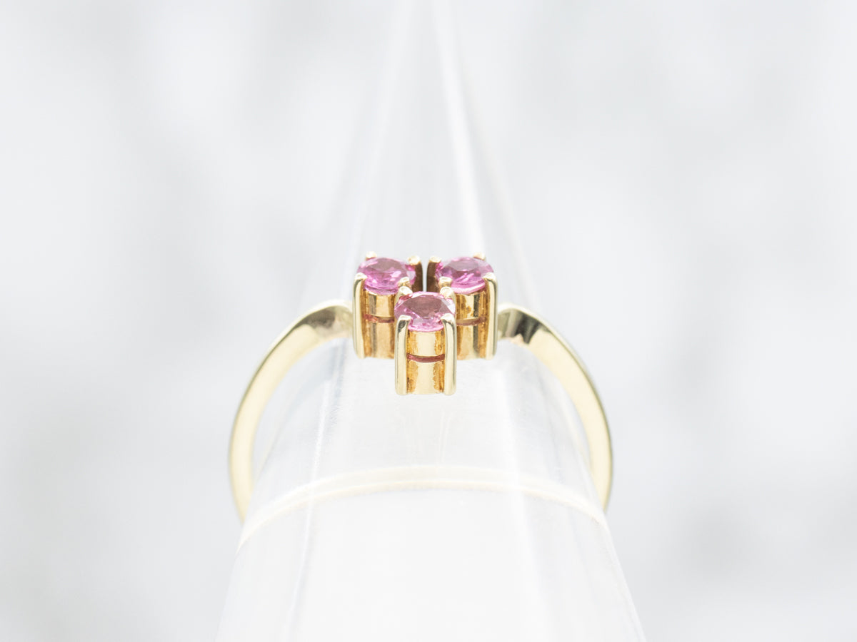 Yellow Gold Ruby Trio Ring