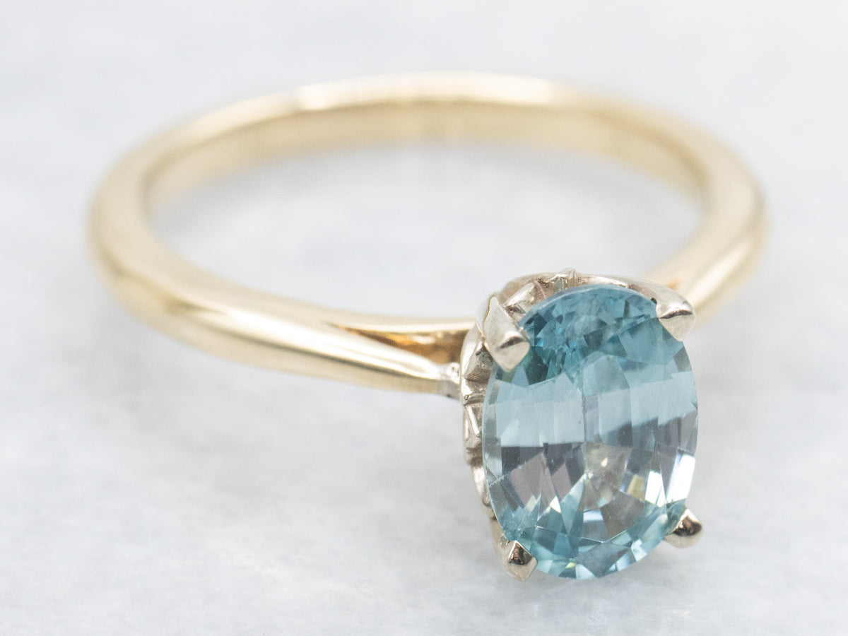 Classic Blue Zircon Solitaire Ring