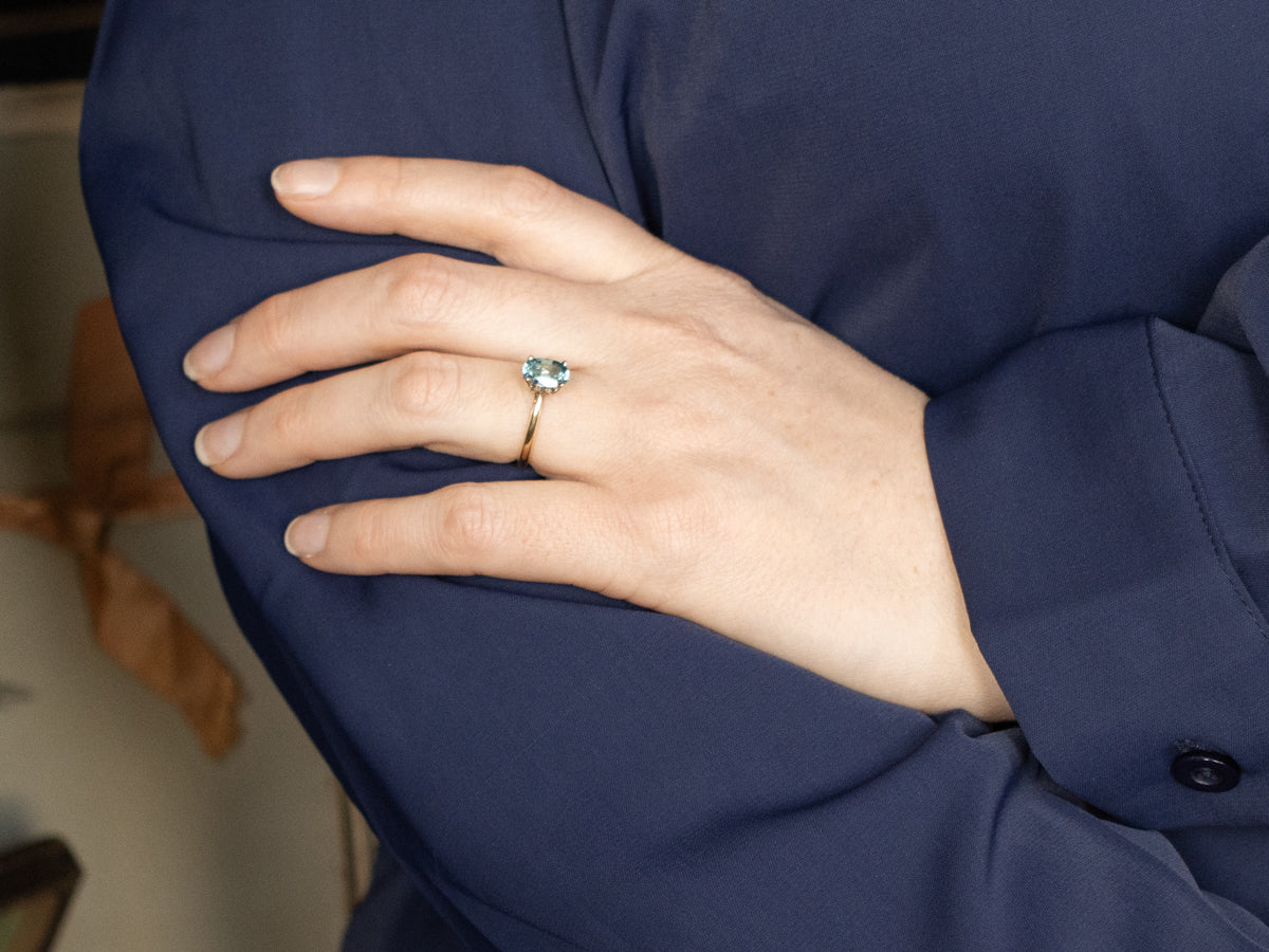 Classic Blue Zircon Solitaire Ring