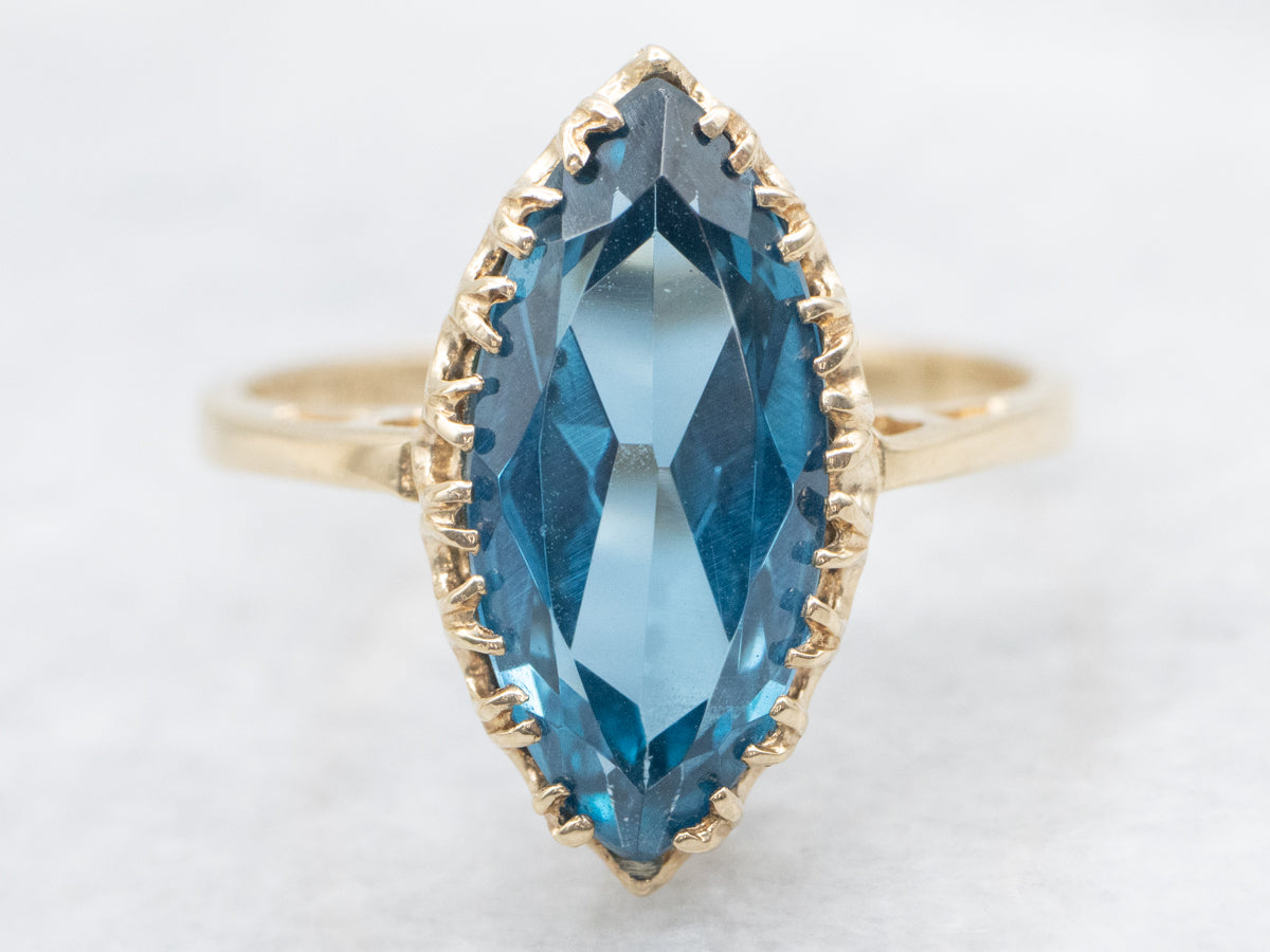 Vintage Marquise Cut Synthetic Blue Spinel Ring