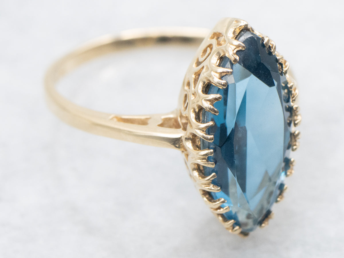 Vintage Marquise Cut Synthetic Blue Spinel Ring