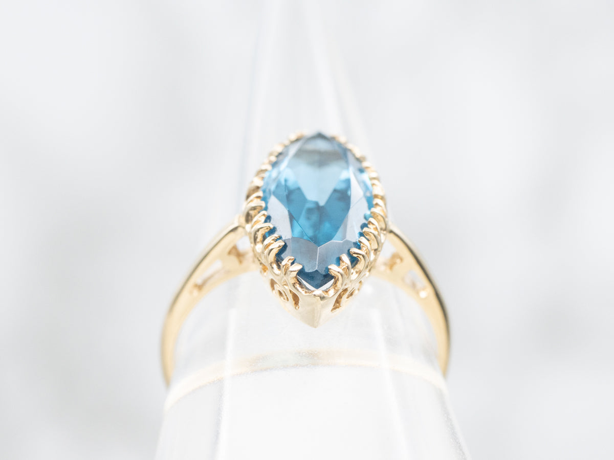 Vintage Marquise Cut Synthetic Blue Spinel Ring