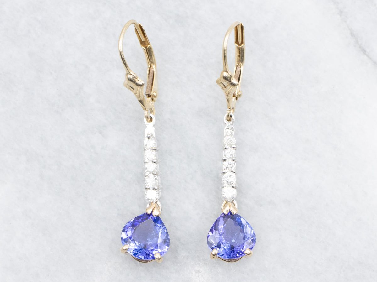 Stunning Tanzanite and Diamond Drop Earrings