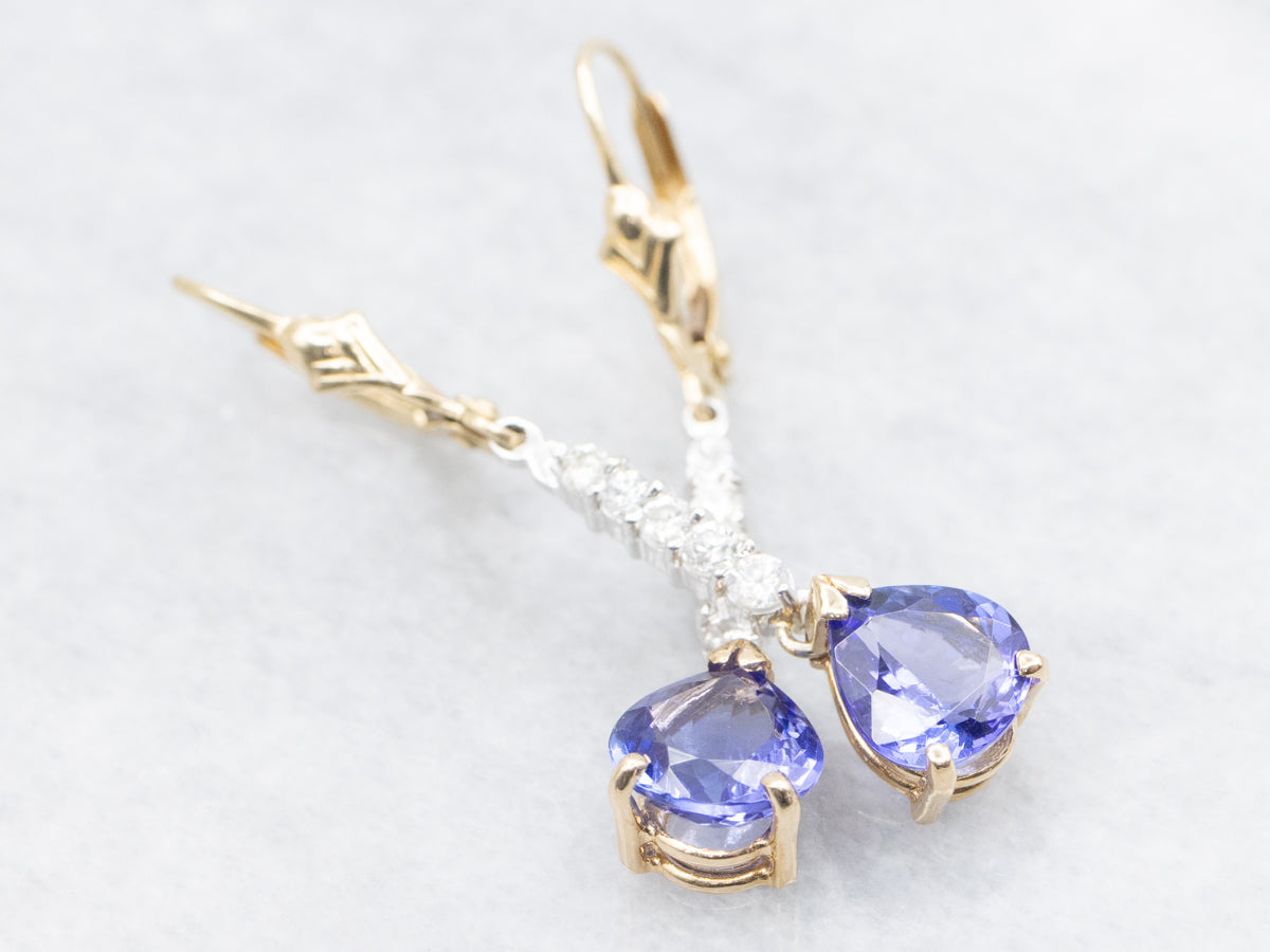 Stunning Tanzanite and Diamond Drop Earrings