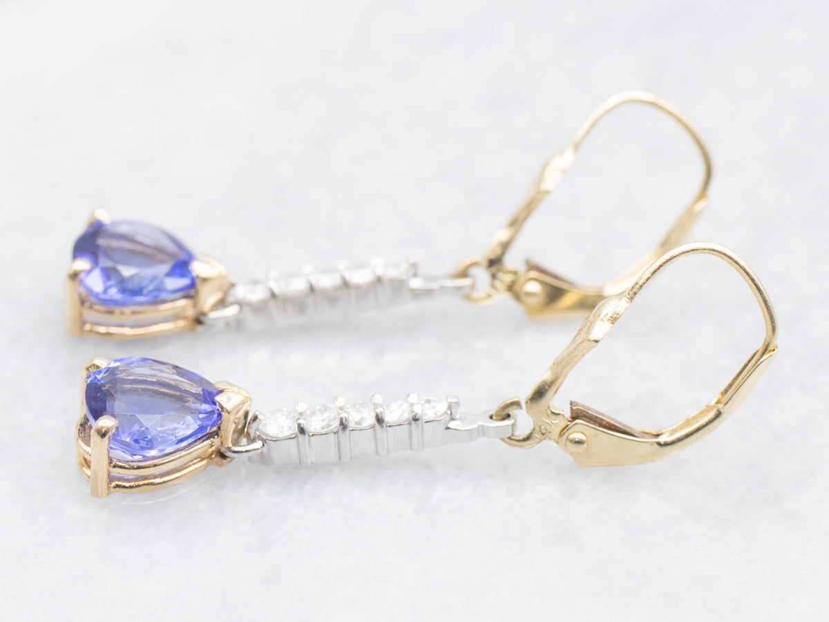 Stunning Tanzanite and Diamond Drop Earrings