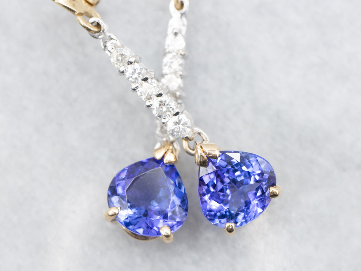 Stunning Tanzanite and Diamond Drop Earrings