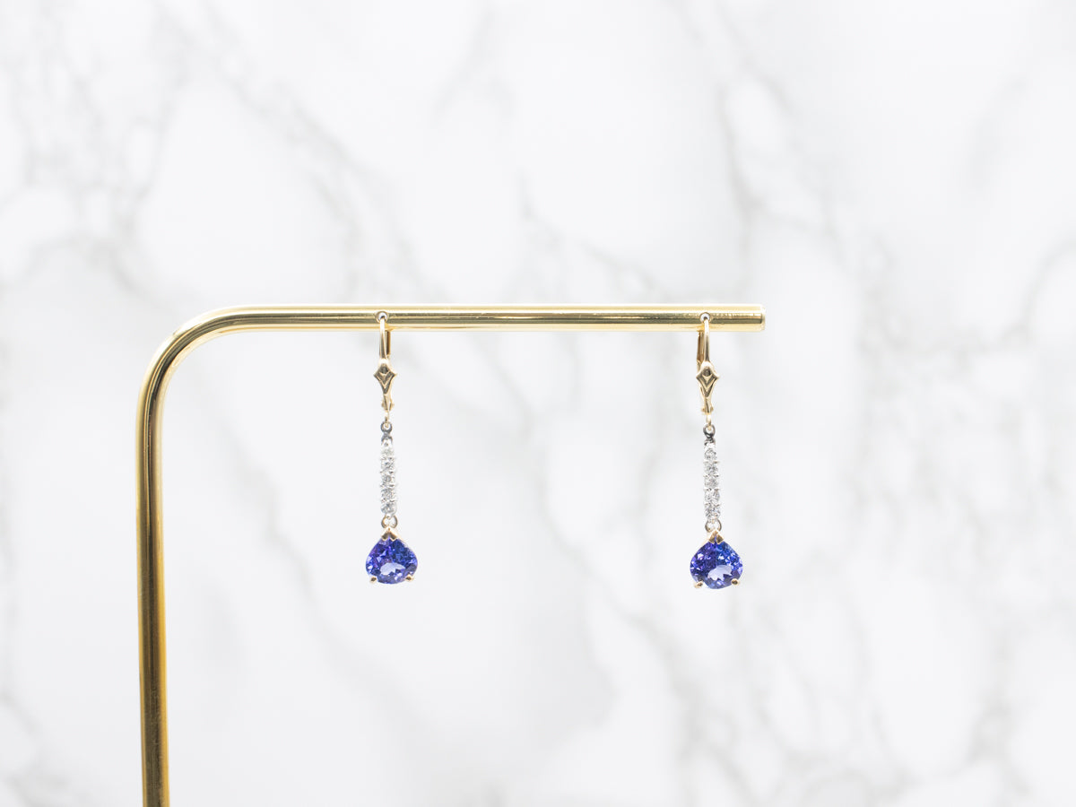 Stunning Tanzanite and Diamond Drop Earrings