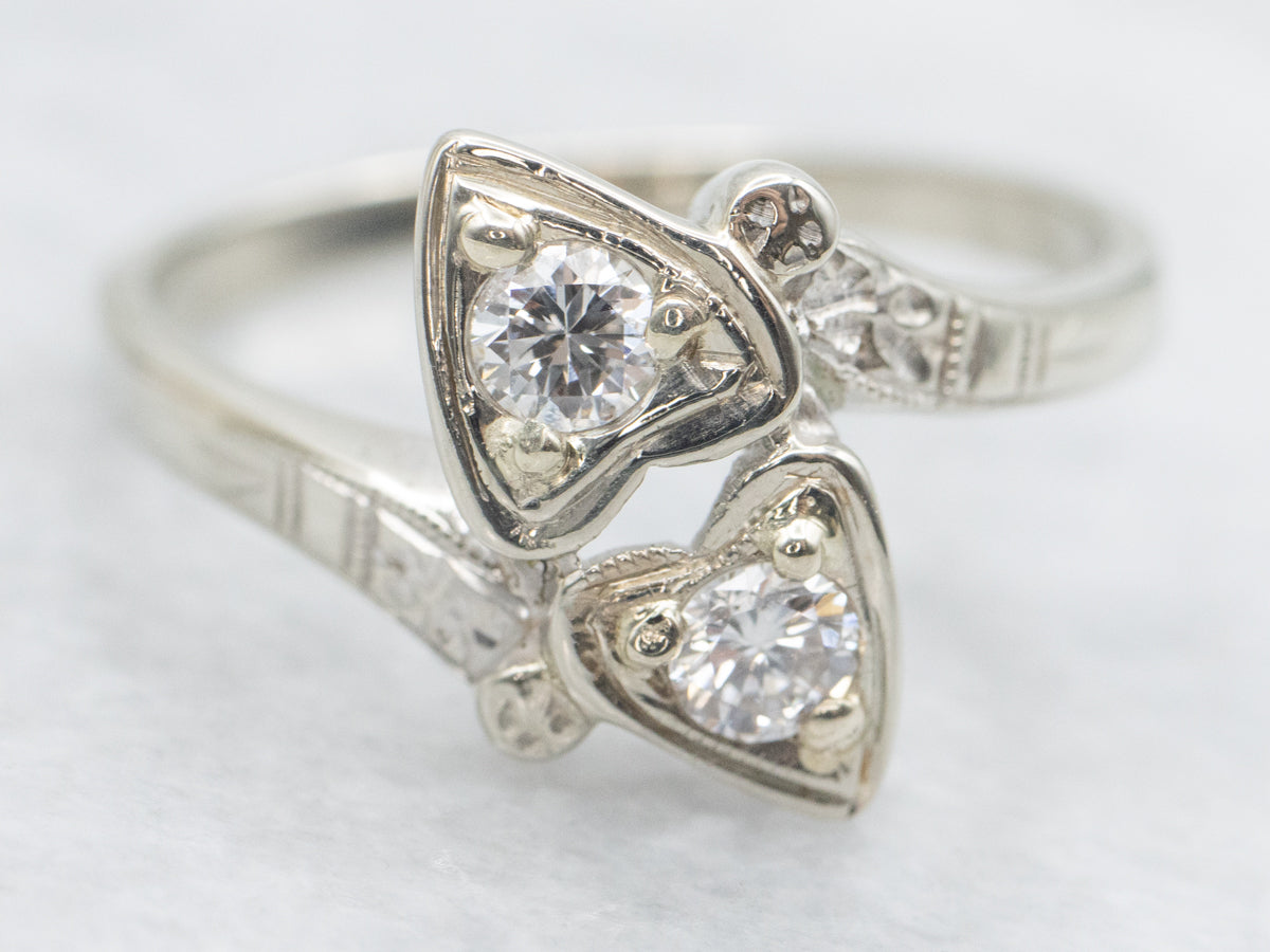 Early Retro Era Diamond Seetheart Bypass Ring