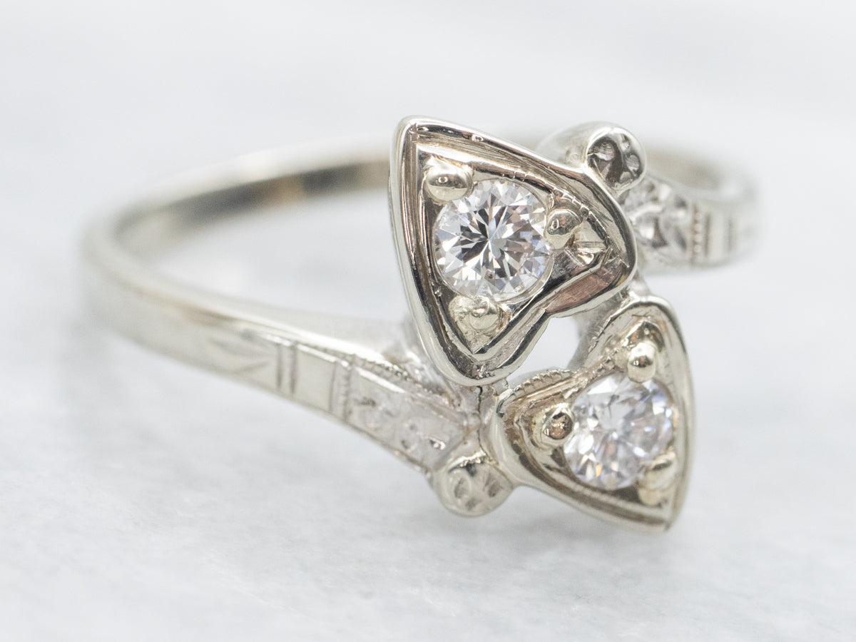 Early Retro Era Diamond Seetheart Bypass Ring