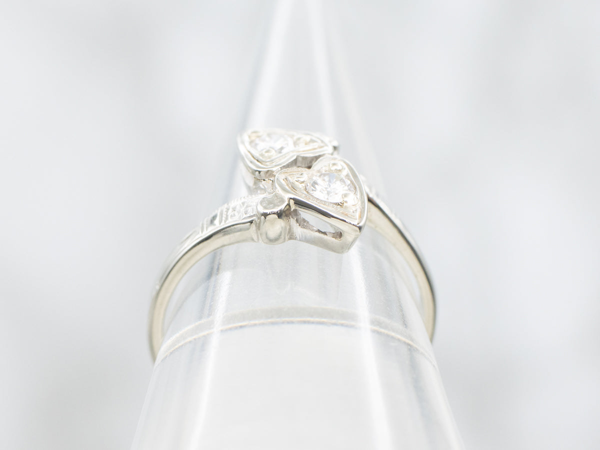 Early Retro Era Diamond Seetheart Bypass Ring