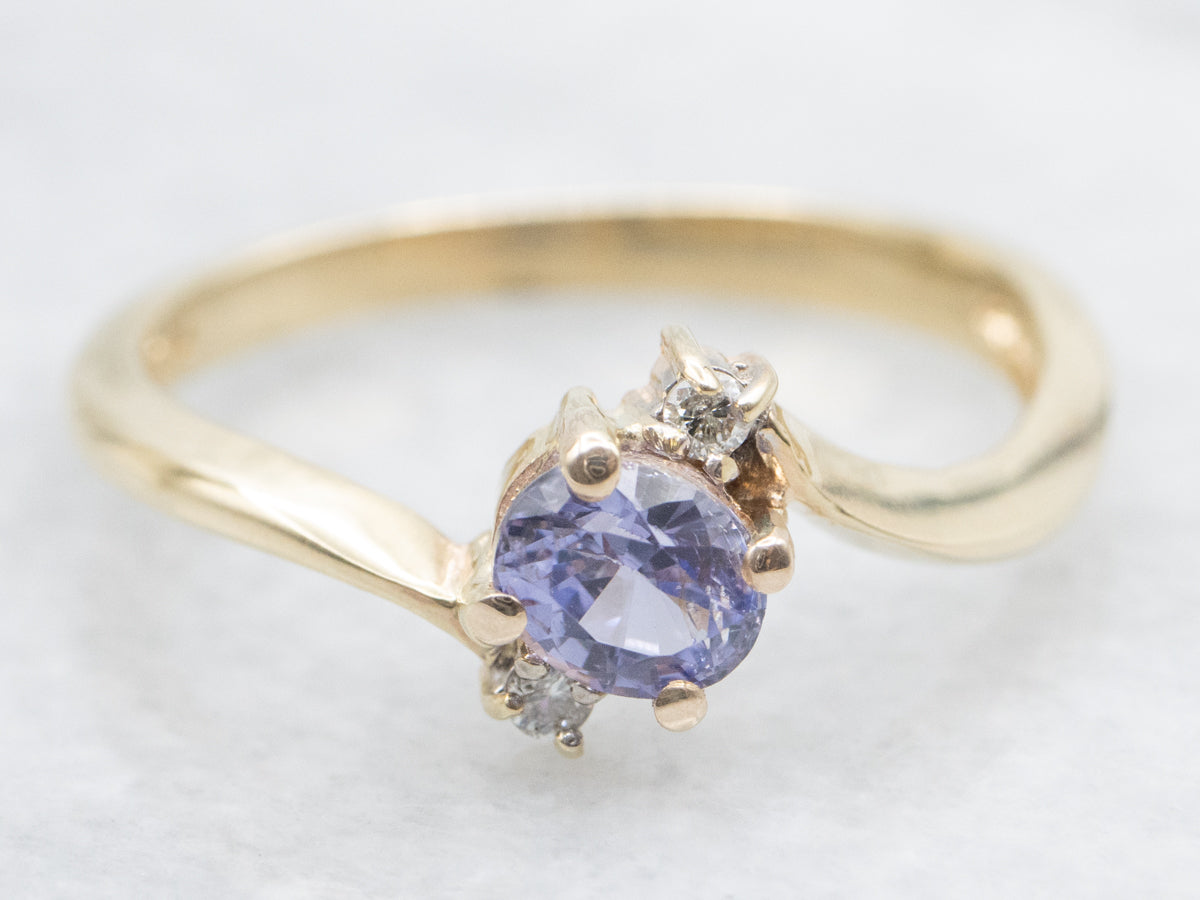 Purple Sapphire and Diamond Bypass Ring