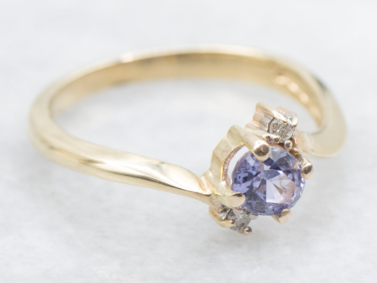 Purple Sapphire and Diamond Bypass Ring